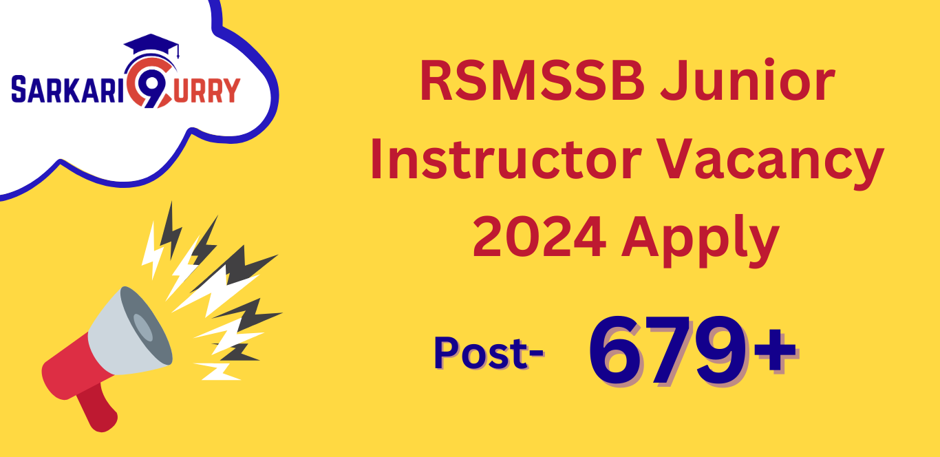RSMSSB Junior Instructor Vacancy 2024 Apply